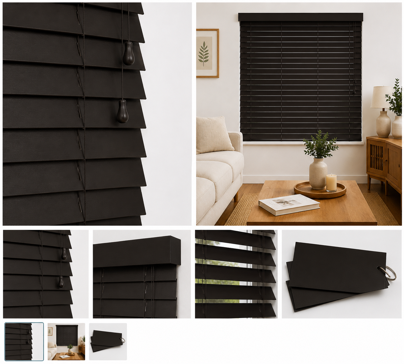 Ebony 50mm genuine basswood Venetian blind by Woodhaus