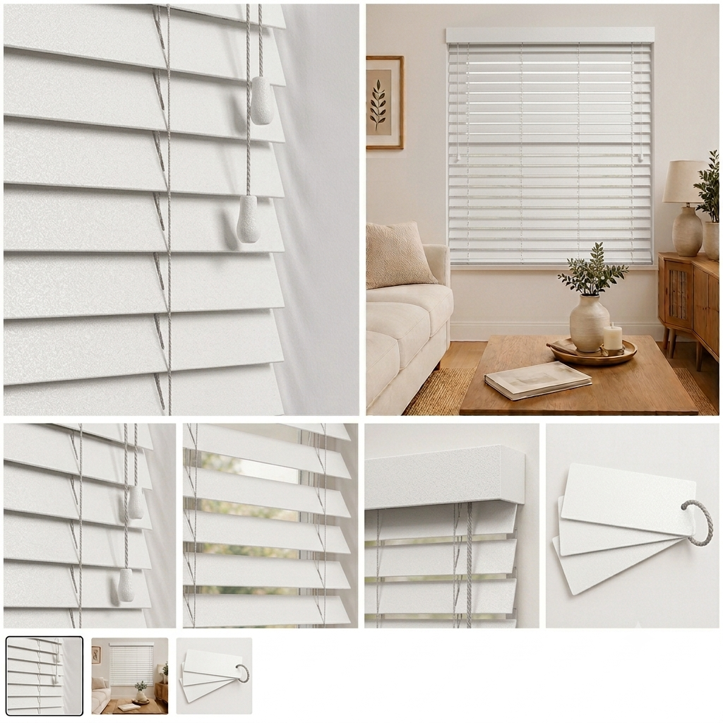 Frost 50mm faux wood Venetian blind by Woodhaus