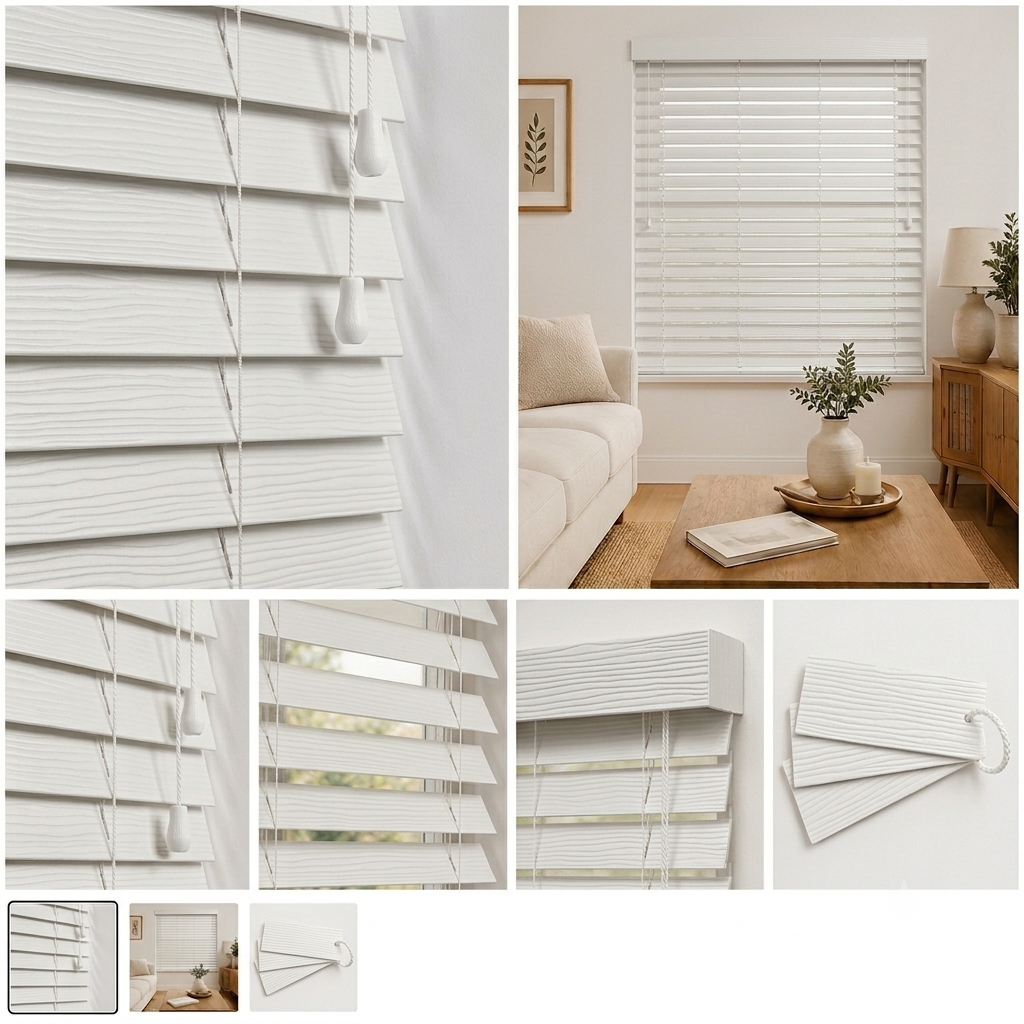 Cotton 50mm faux wood Venetian blind by Woodhaus