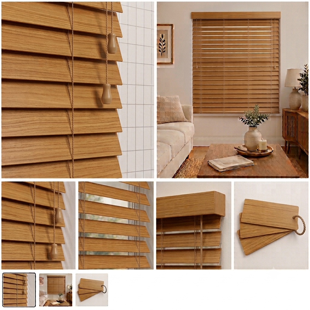 Oak 50mm faux wood Venetian blind by Woodhaus