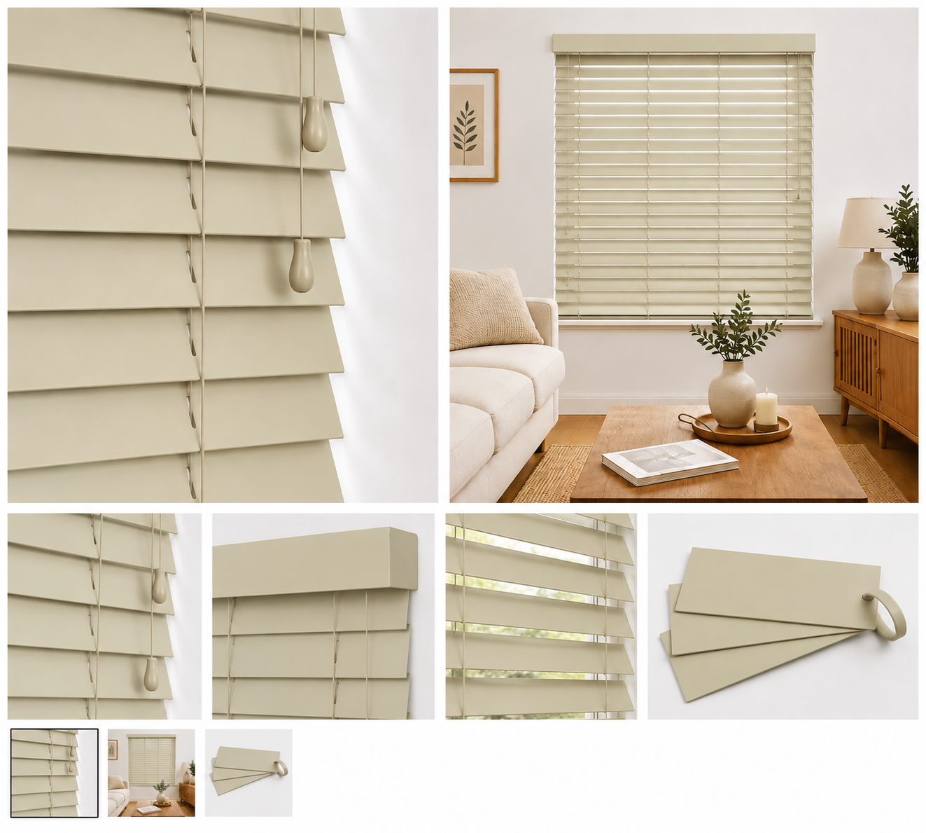 Cream 50mm genuine basswood Venetian blind by Woodhaus