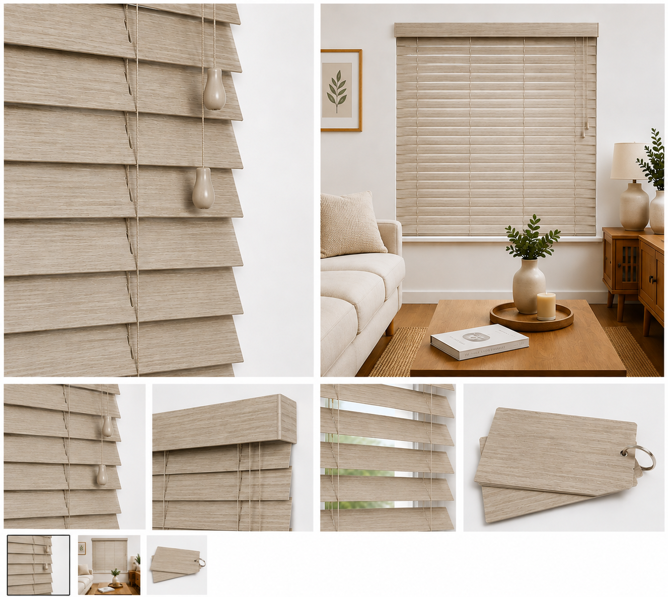 Moleskin 50mm genuine basswood Venetian blind by Woodhaus
